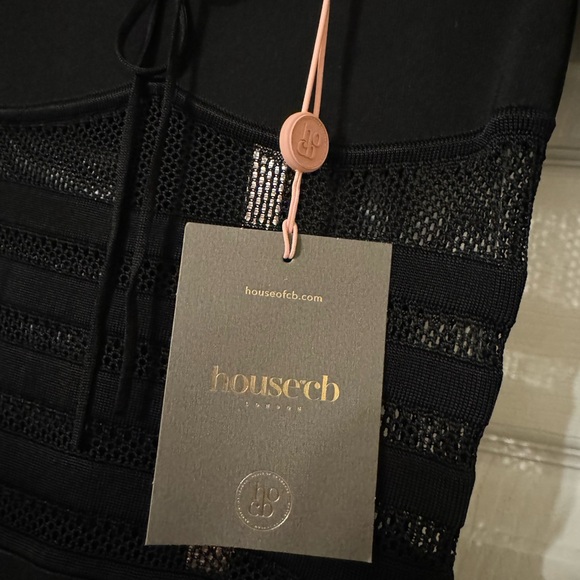 NEW HOUSE OF CB LILLA BLACK OPENWORK KNIT
MIDI DRESS SIZE XS - Picture 6 of 15